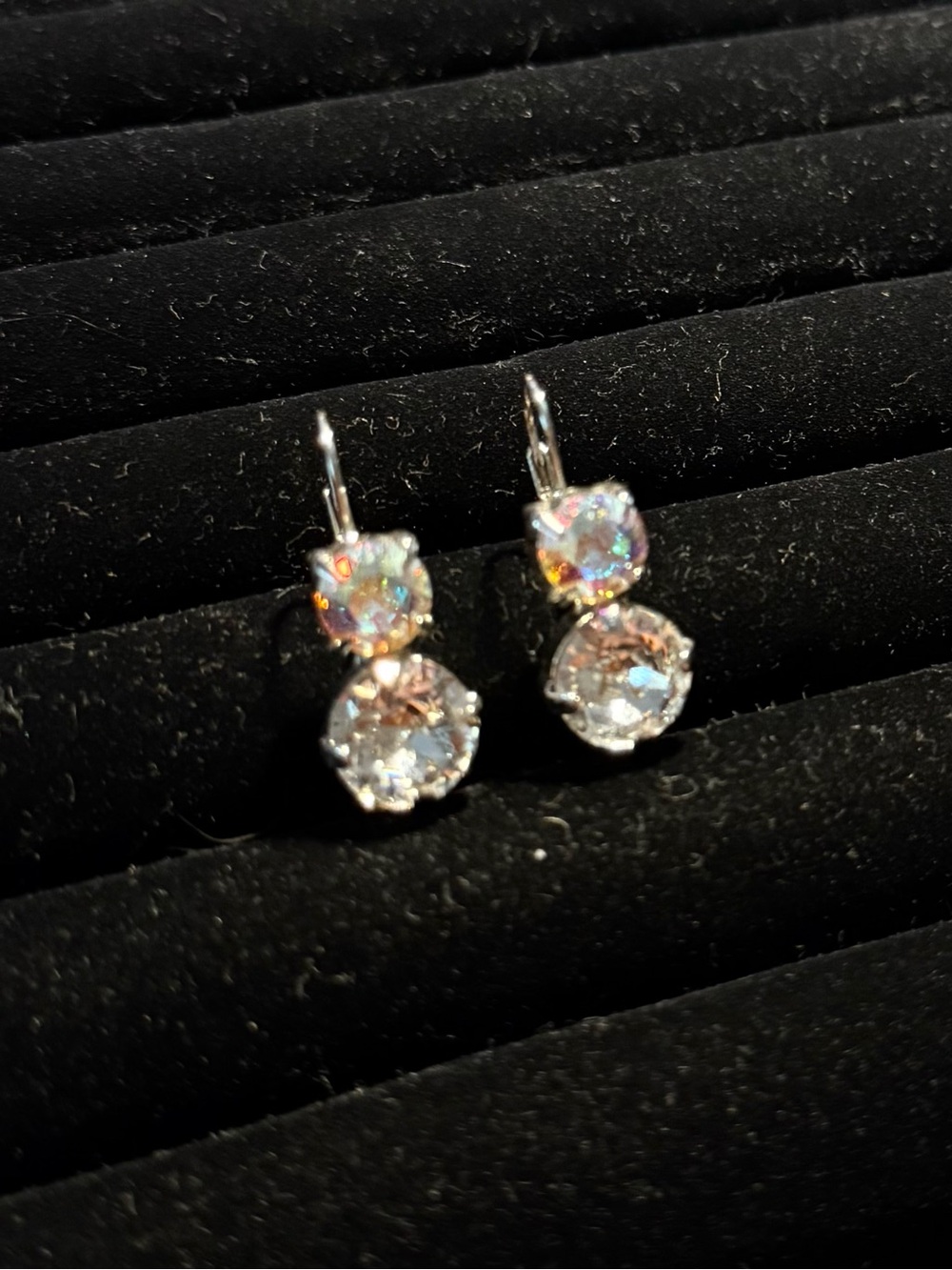 Aurora Crystal Drop Dangle Earrings - Clear/Iridiscent